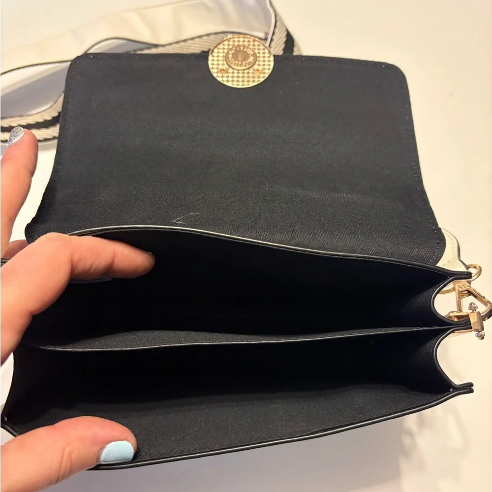 White Crossbody Bag with Gold Accent - Picture 5 of 6
